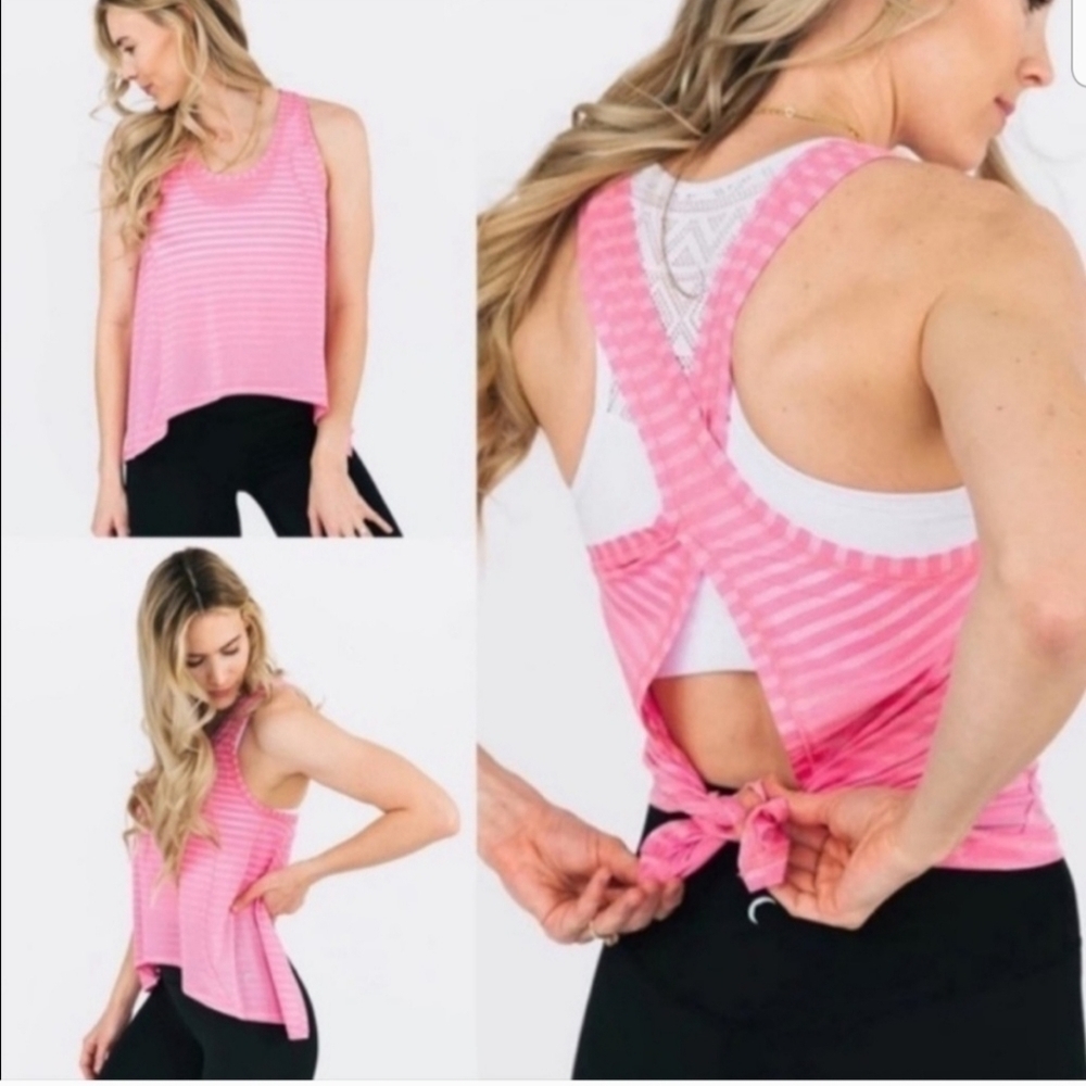 Zyia Active Pink Nimbus Split Back Tank Top NWT Large
